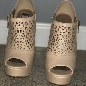 Worn Once Qupid High Heels with Deco Detailing